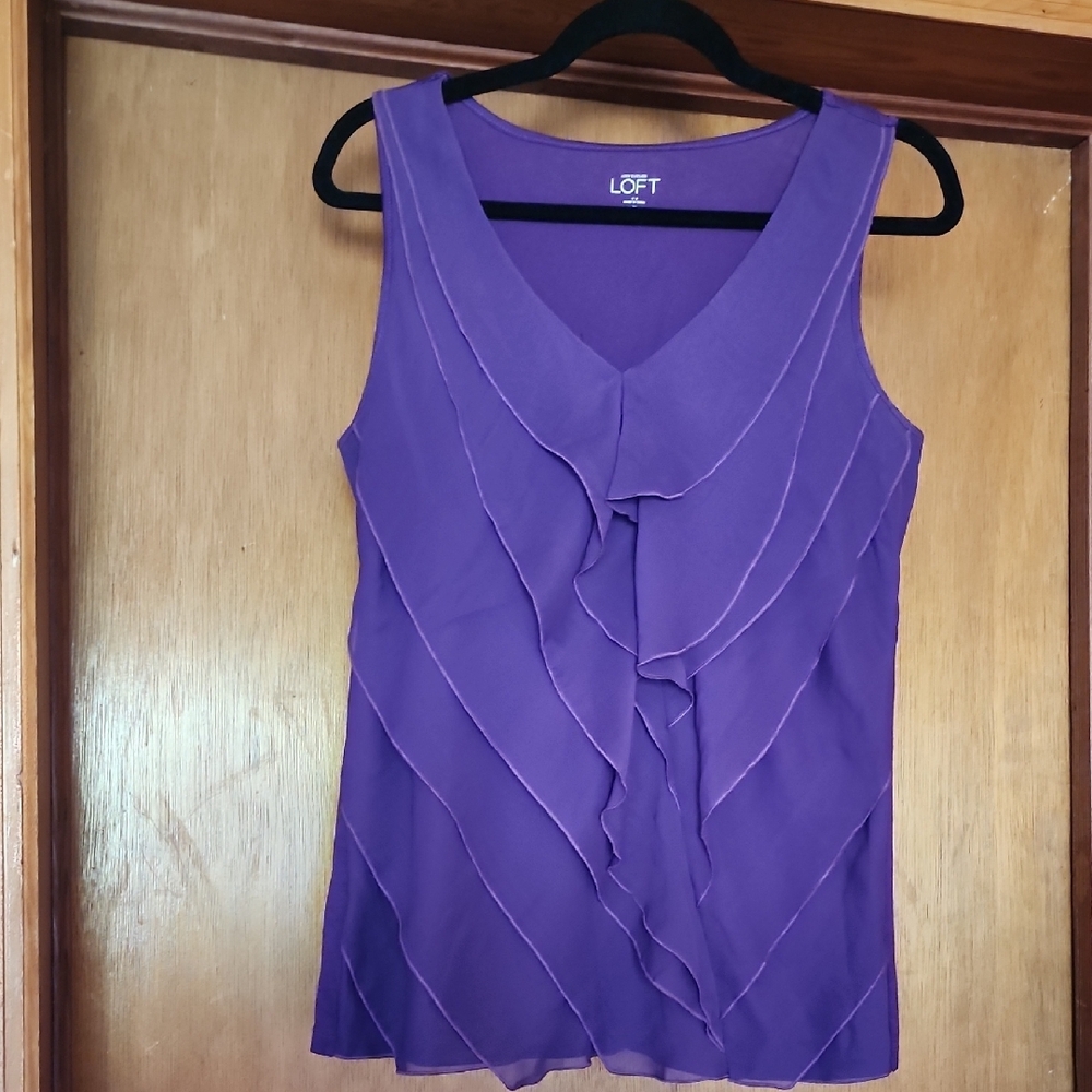 LOFT Women's Purple Sleeveless Top